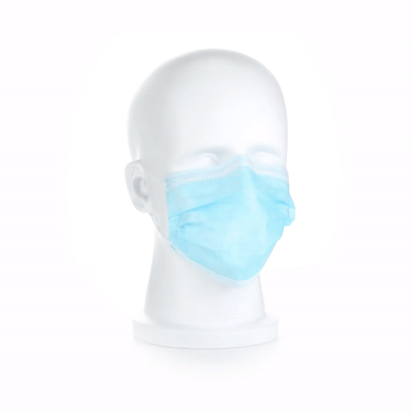 Clean Tek Professional Blue Disposable Earloop Protective Face Mask - Level 2, 3-Layer Filtration - 7" x 3 3/4" - 2000 count box