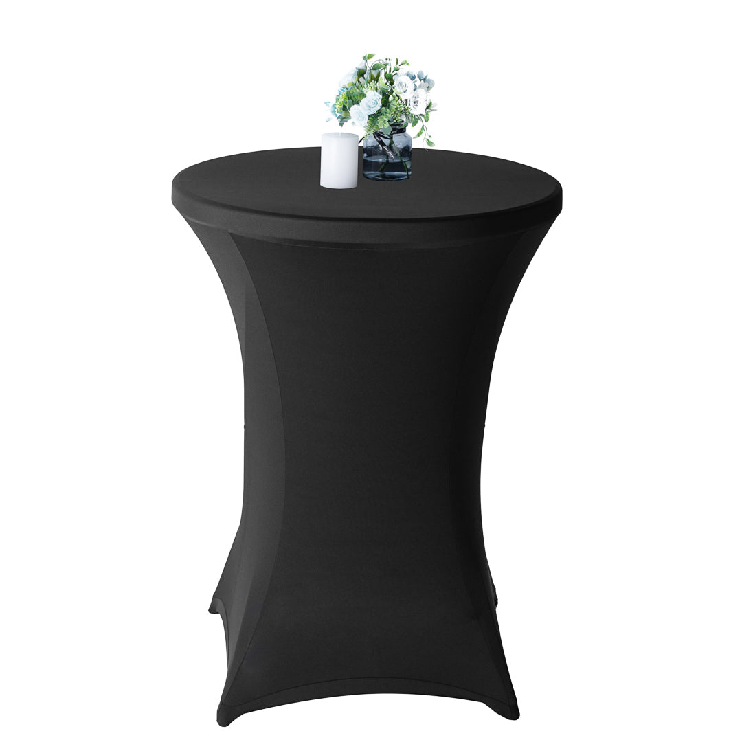 Table Tek Round Black Spandex Table Cover - Bar Height - 32" - 10 count box