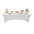 Table Tek Rectangle White Spandex Table Cover - Contour Cut - 96" x 30" - 10 count box