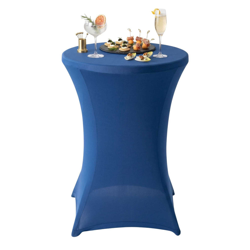 Table Tek Round Blue Spandex Table Cover - Bar Height - 36" - 10 count box