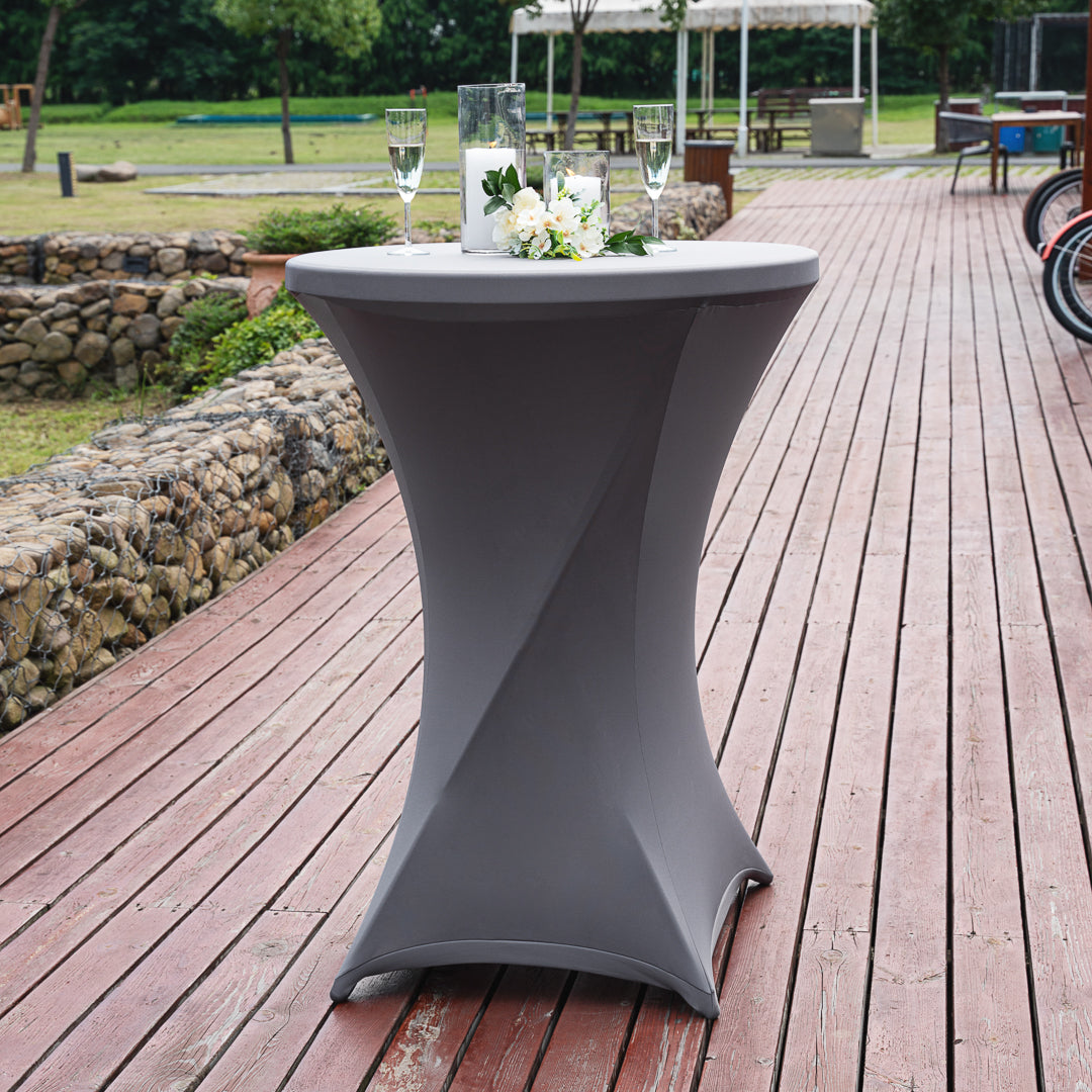 Table Tek Round Gray Spandex Table Cover - Bar Height - 36" - 10 count box