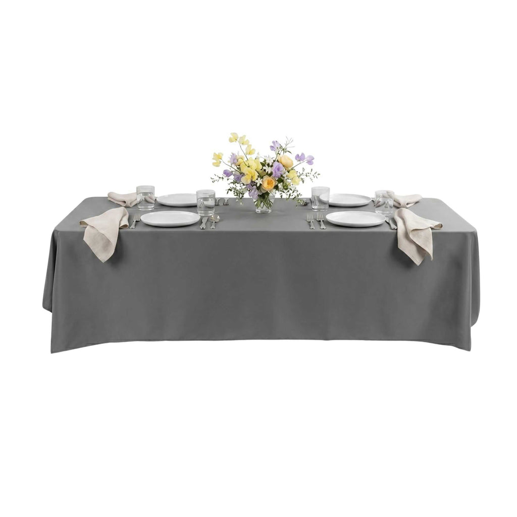 Table Tek Rectangle Gray Polyester Cloth Table Cover - Hemmed - 90" x 132" - 10 count box