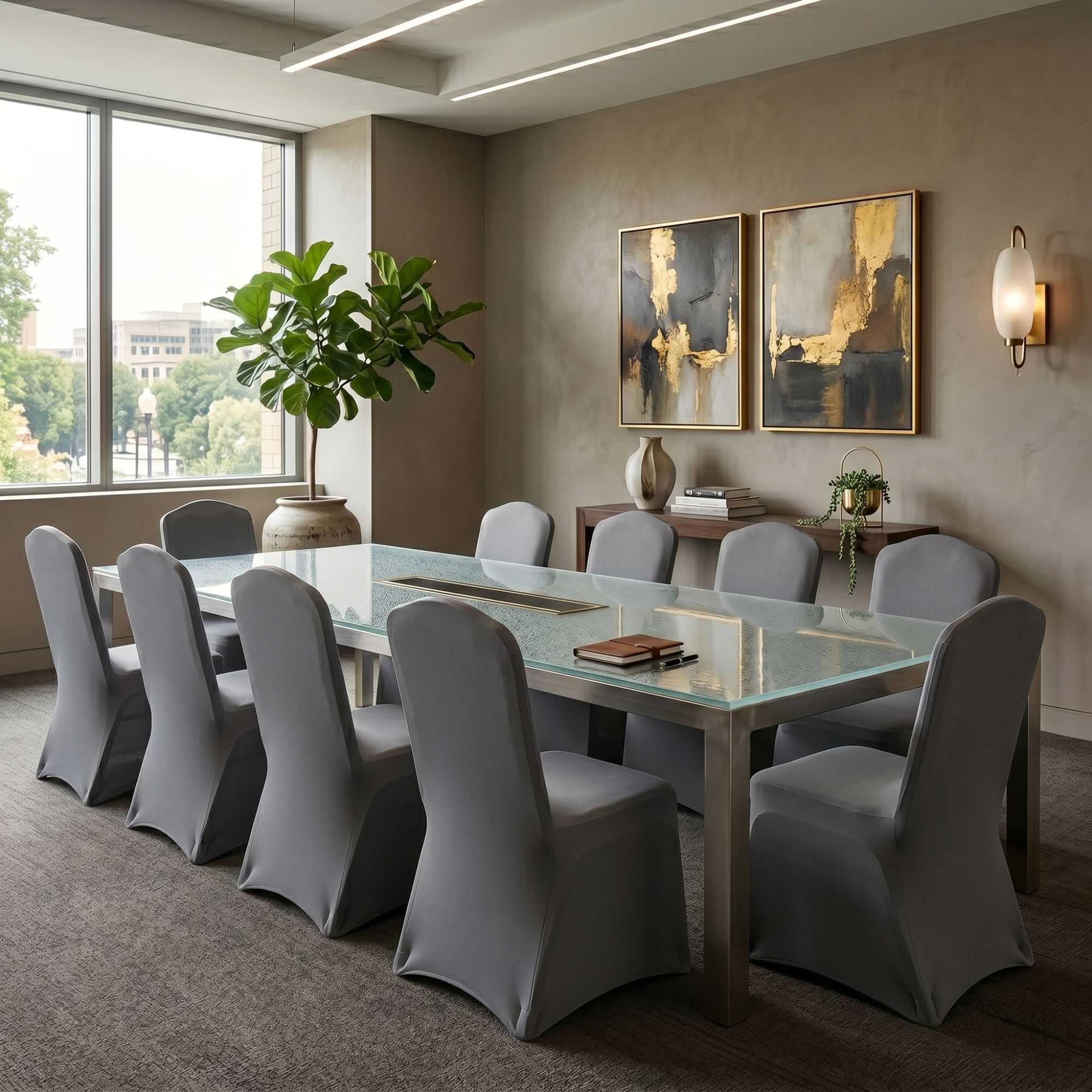 Table Tek Gray Spandex Banquet Chair Cover - Universal, Stretch - 10 count box