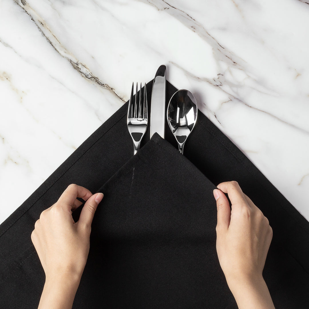 Luxenap Black 100% Polyester Cloth Napkin - 20" x 20" - 10 count box