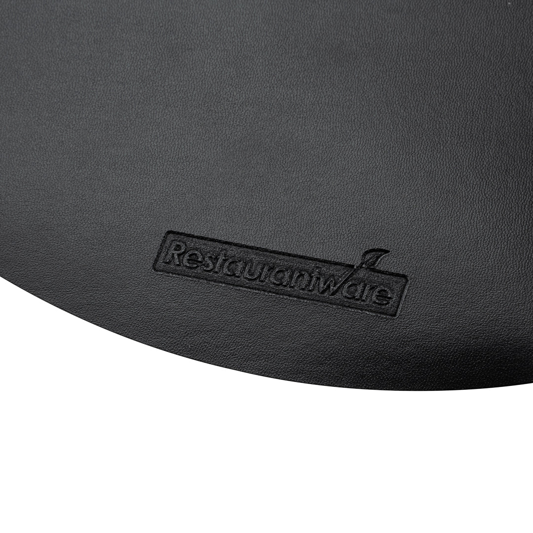 Chef 101 Round Black Vinyl Placemat - Embossed - 15" x 15" - 6 count box