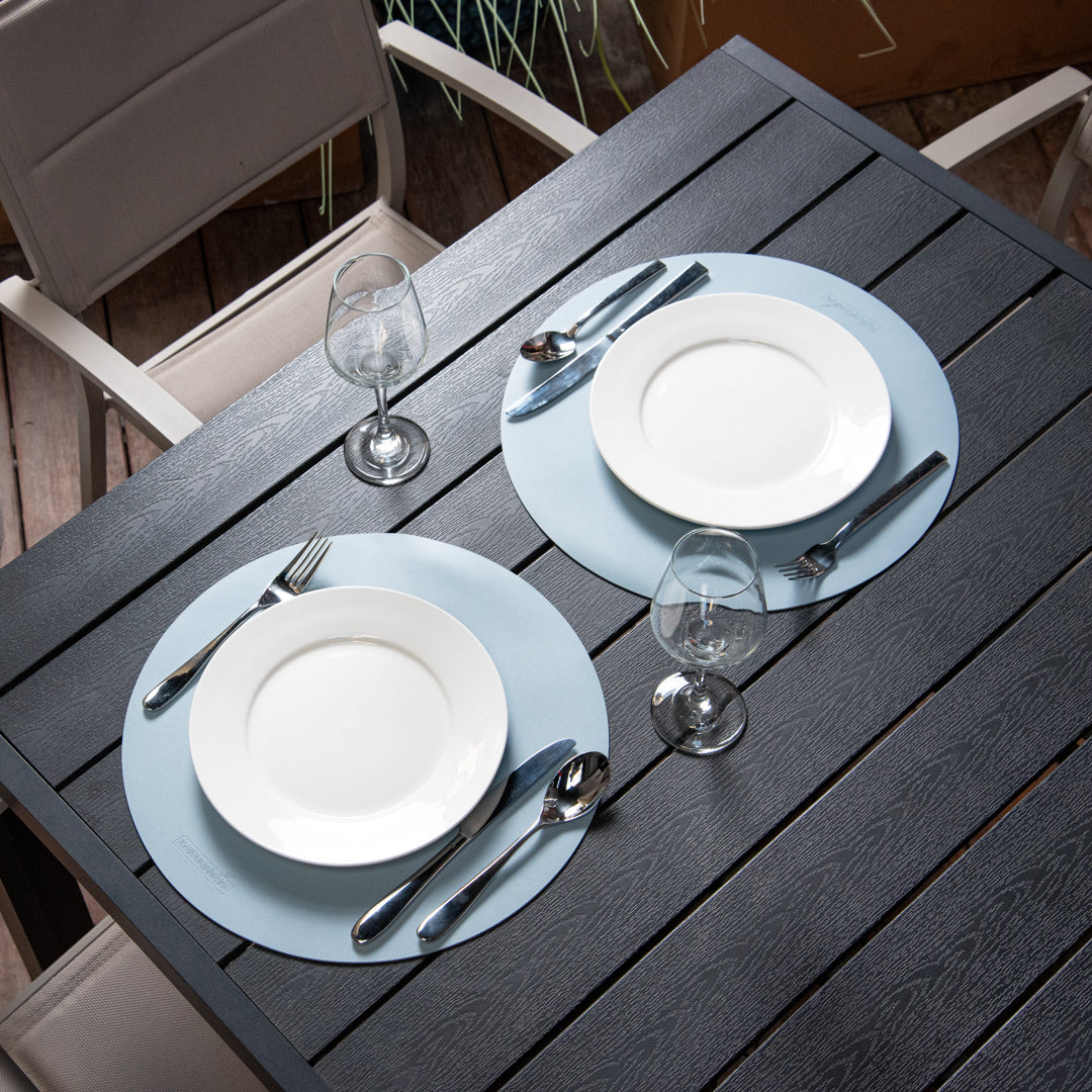 Chef 101 Round Light Blue Vinyl Placemat - Embossed - 15" x 15" - 6 count box