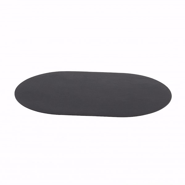 Chef 101 Oval Black Vinyl Placemat - Embossed - 17 3/4" x 12" - 6 count box