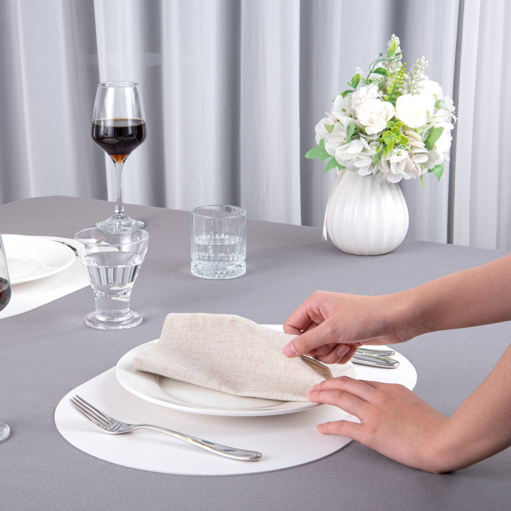 Chef 101 Oval White Vinyl Placemat - Embossed - 17 3/4" x 12" - 6 count box