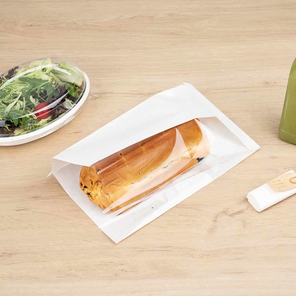 Bag Tek White Paper Large Bread Bag - Side Window - 6" x 2 3/4" x 11 1/2" - 100 count box