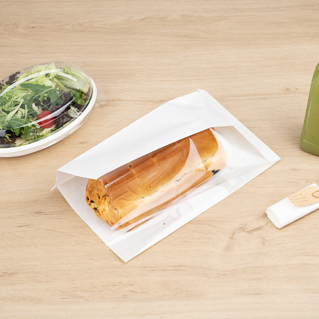 Bag Tek White Paper Large Bread Bag - Side Window - 6" x 2 3/4" x 11 1/2" - 100 count box
