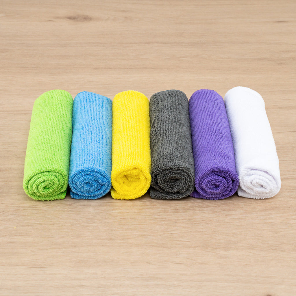 Clean Tek Professional Microfiber Cleaning Cloth - 6 Colors - 16" x 16" - 60 count box