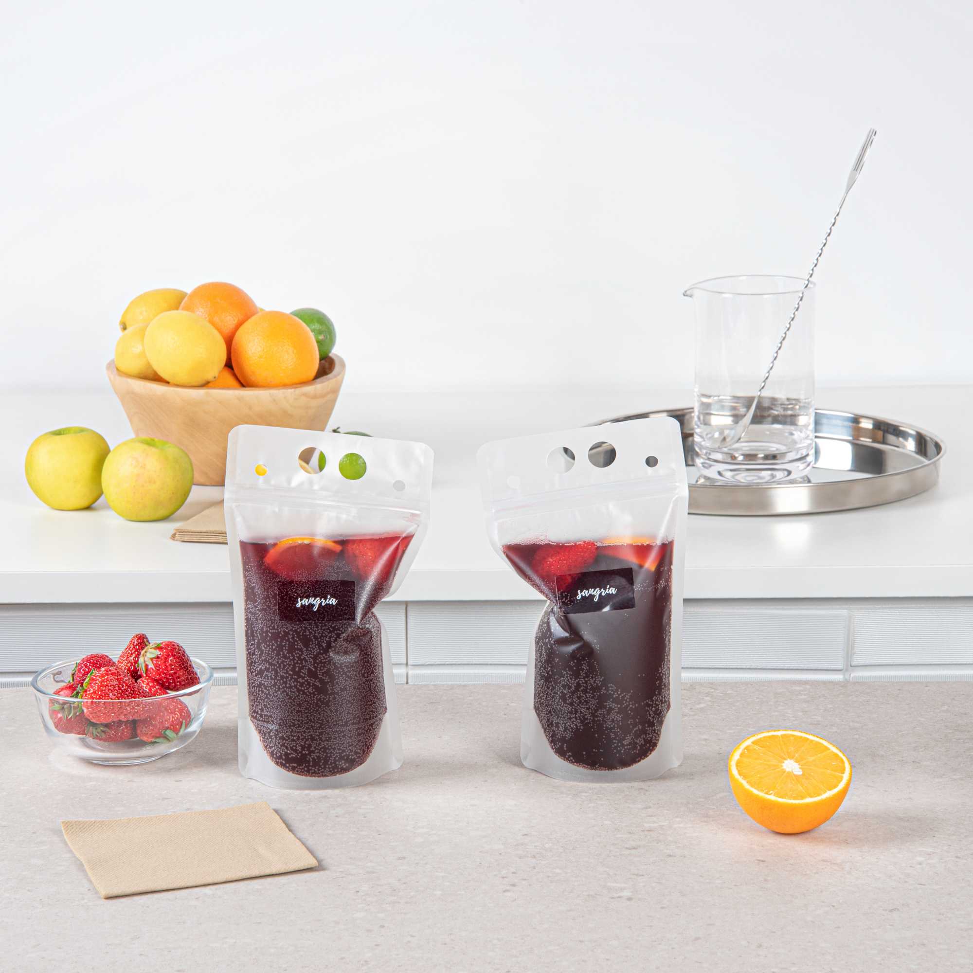 Label Tek Plastic Sangria Label - Clear with White Font, Water-Resistant - 2" x 1" - 100 count box