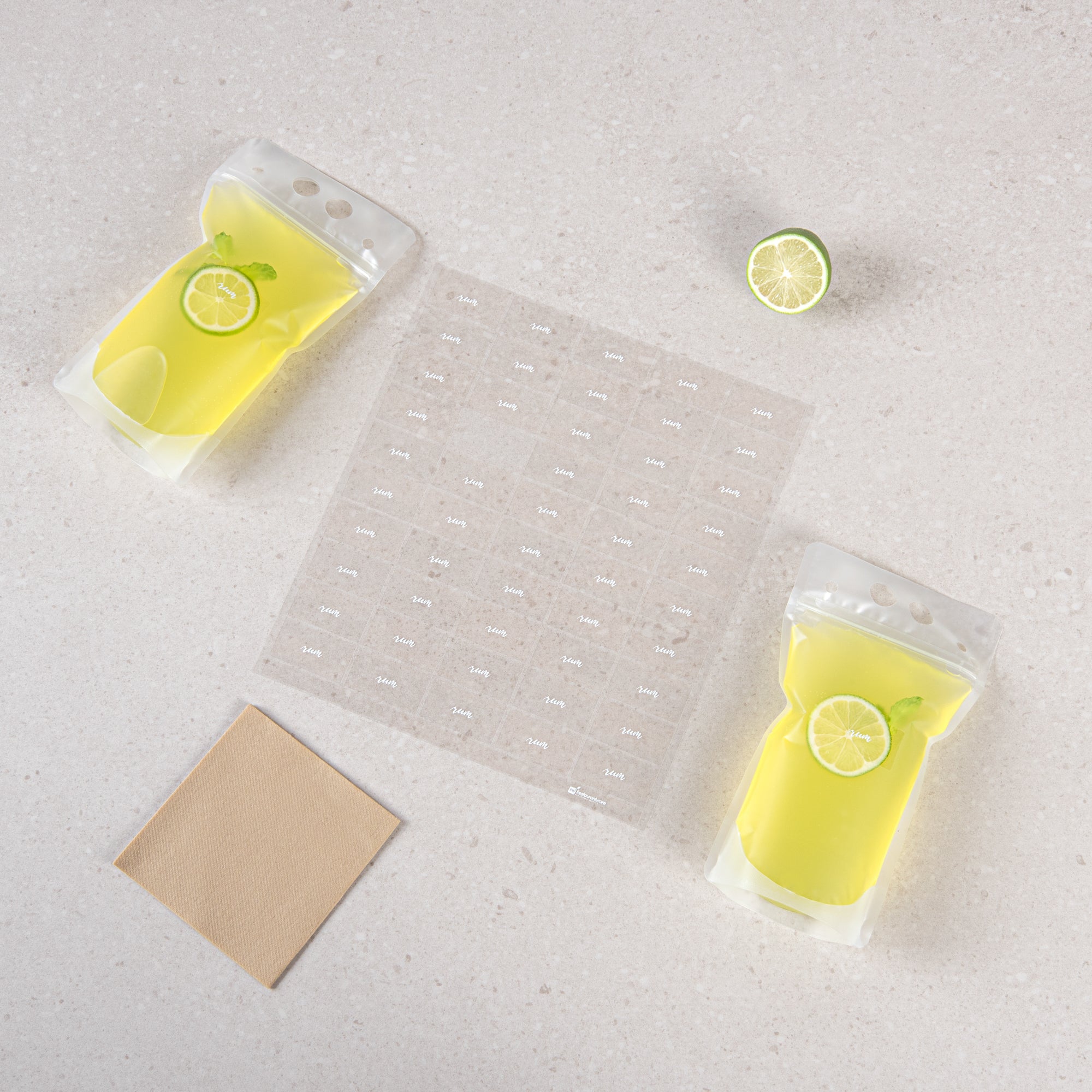 Label Tek Plastic Rum Label - Clear with White Font, Water-Resistant - 2" x 1" - 100 count box