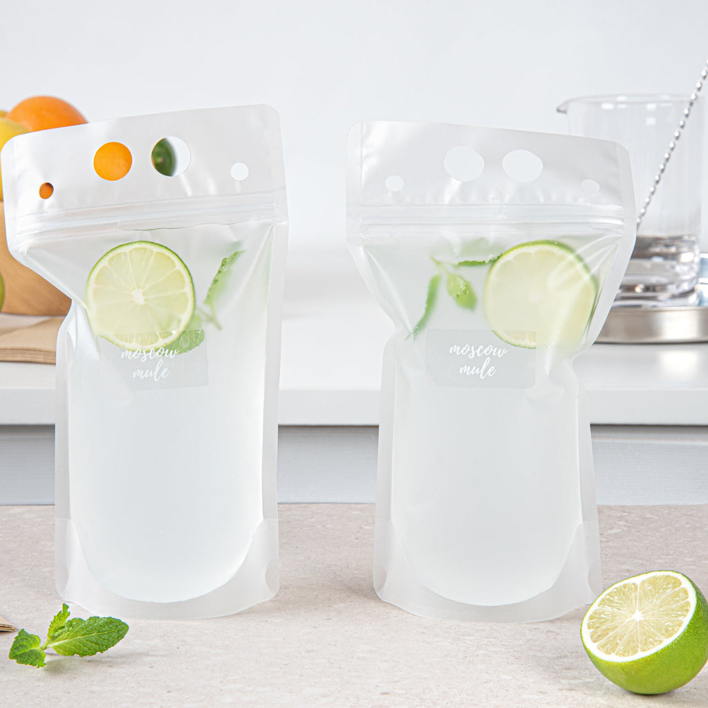 Label Tek Plastic Moscow Mule Label - Clear with White Font, Water-Resistant - 2" x 1" - 100 count box