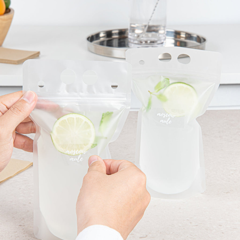 Label Tek Plastic Moscow Mule Label - Clear with White Font, Water-Resistant - 2" x 1" - 100 count box
