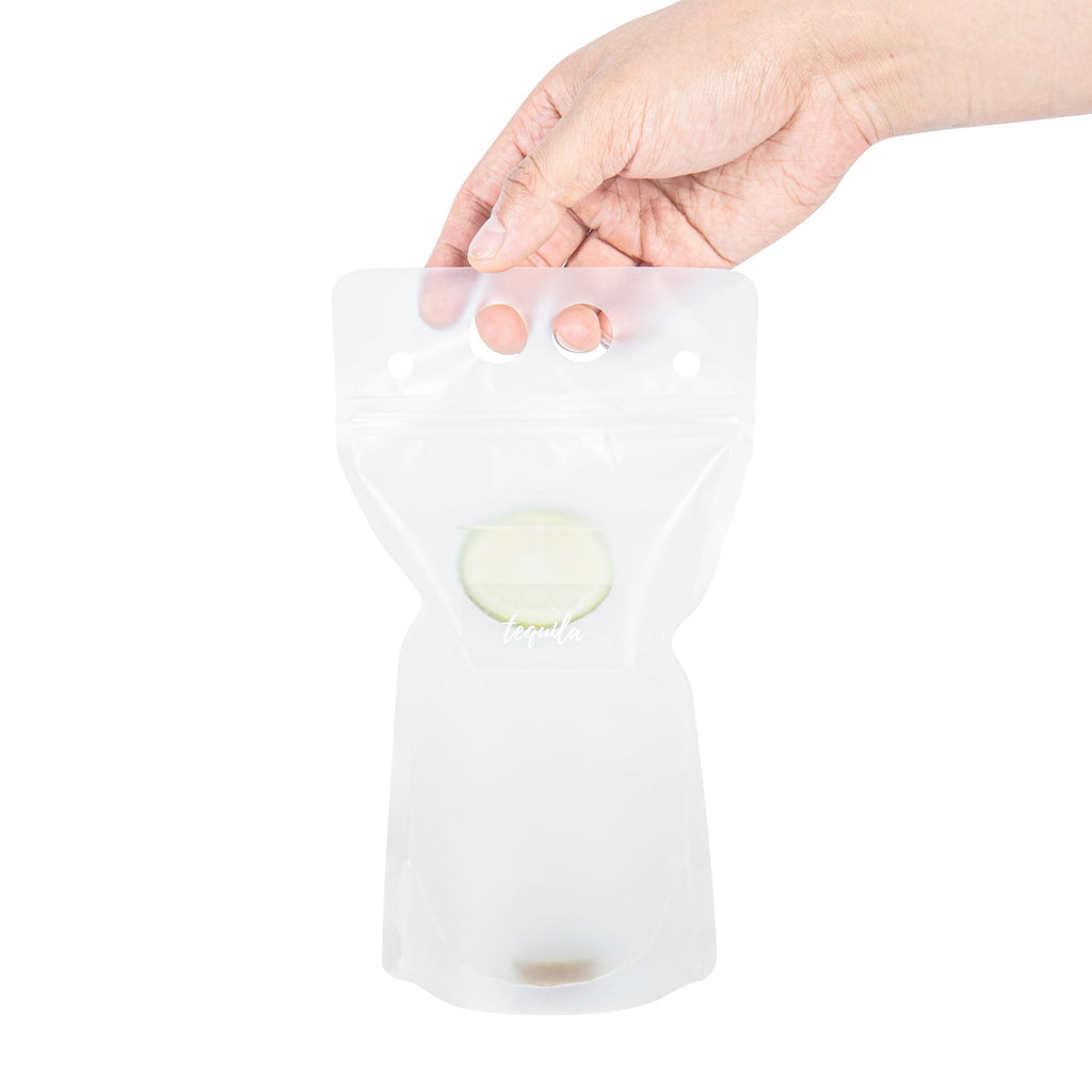 Label Tek Plastic Tequila Label - Clear with White Font, Water-Resistant - 2" x 1" - 100 count box