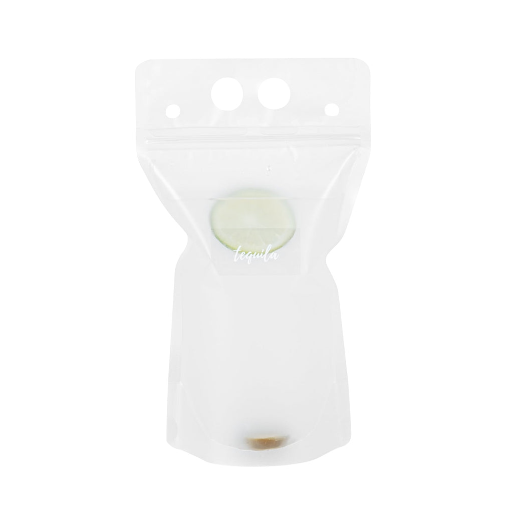 Label Tek Plastic Tequila Label - Clear with White Font, Water-Resistant - 2" x 1" - 100 count box