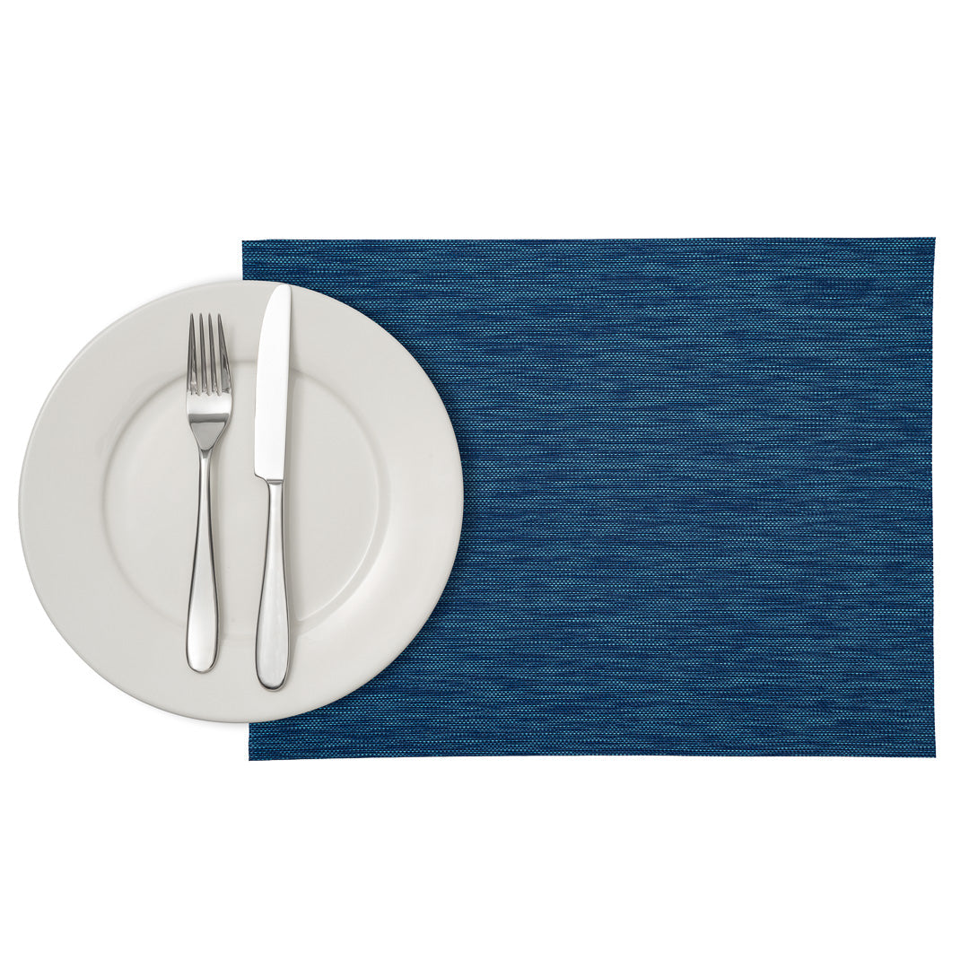 Sovereign Rectangle Blue Vinyl Woven Placemat - 16" x 12" - 6 count box