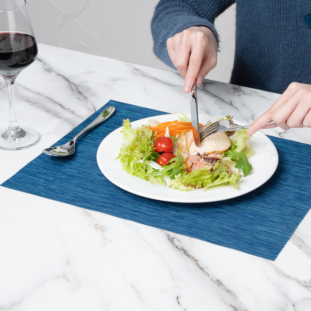 Sovereign Rectangle Blue Vinyl Woven Placemat - 16" x 12" - 6 count box