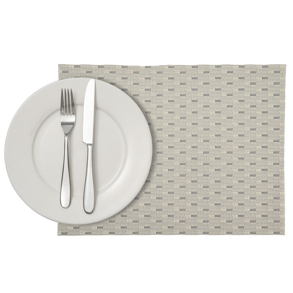 Speculo Rectangle Sand Vinyl Woven Placemat - Wave Pattern - 16" x 12" - 6 count box
