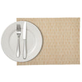 Speculo Rectangle Tan Vinyl Woven Placemat - Wave Pattern - 16" x 12" - 6 count box