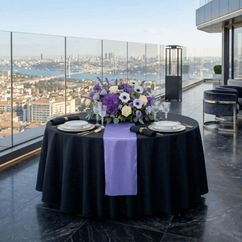 Table Tek Lavender Purple Satin Table Runner - 12" x 108" - 1 count box