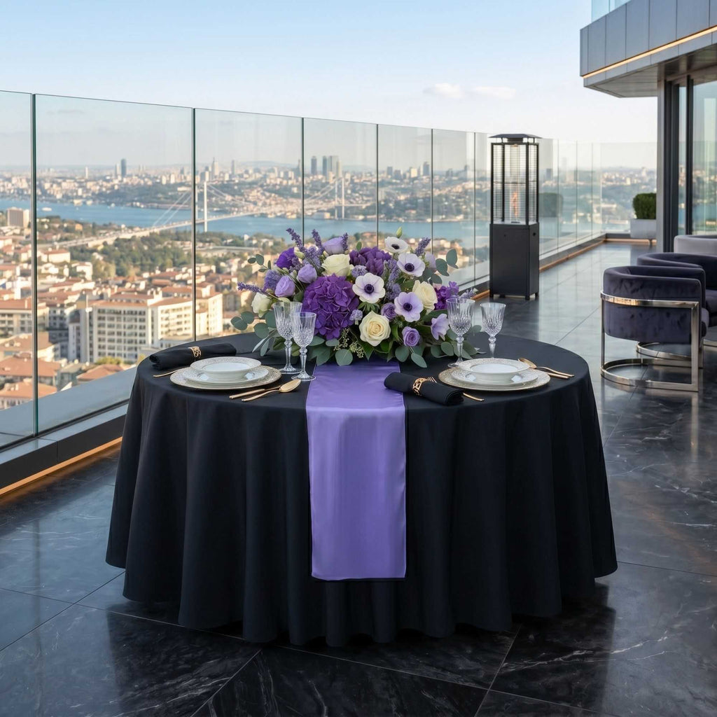 Table Tek Lavender Purple Satin Table Runner - 12" x 108" - 10 count box