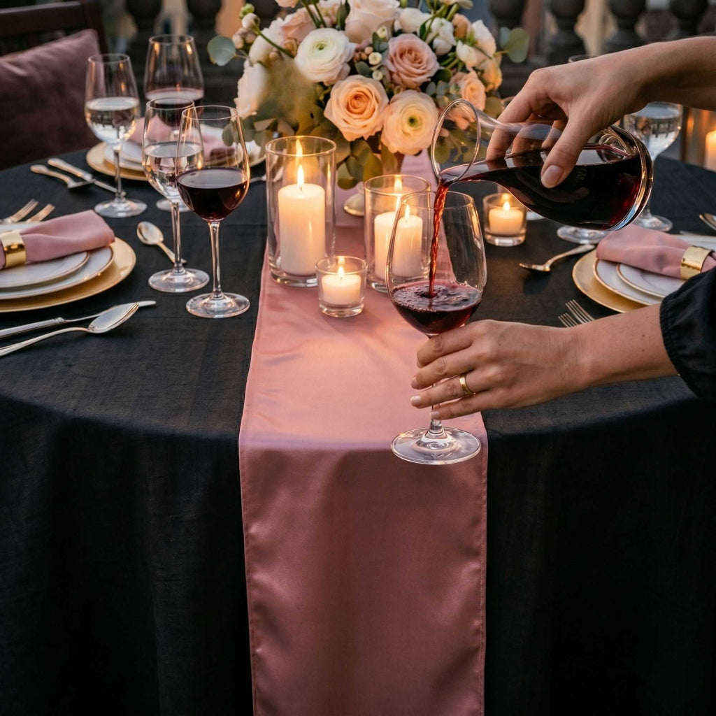 Table Tek Rose Satin Table Runner - 12" x 108" - 10 count box