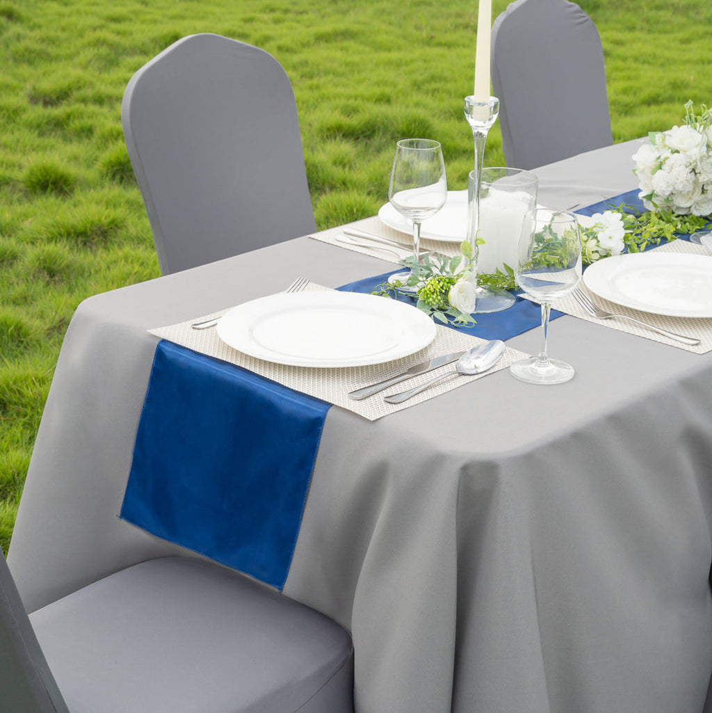 Table Tek Navy Blue Satin Table Runner - 12" x 108" - 10 count box