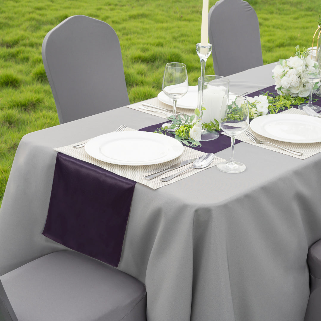 Table Tek Dark Purple Satin Table Runner - 12" x 108" - 10 count box