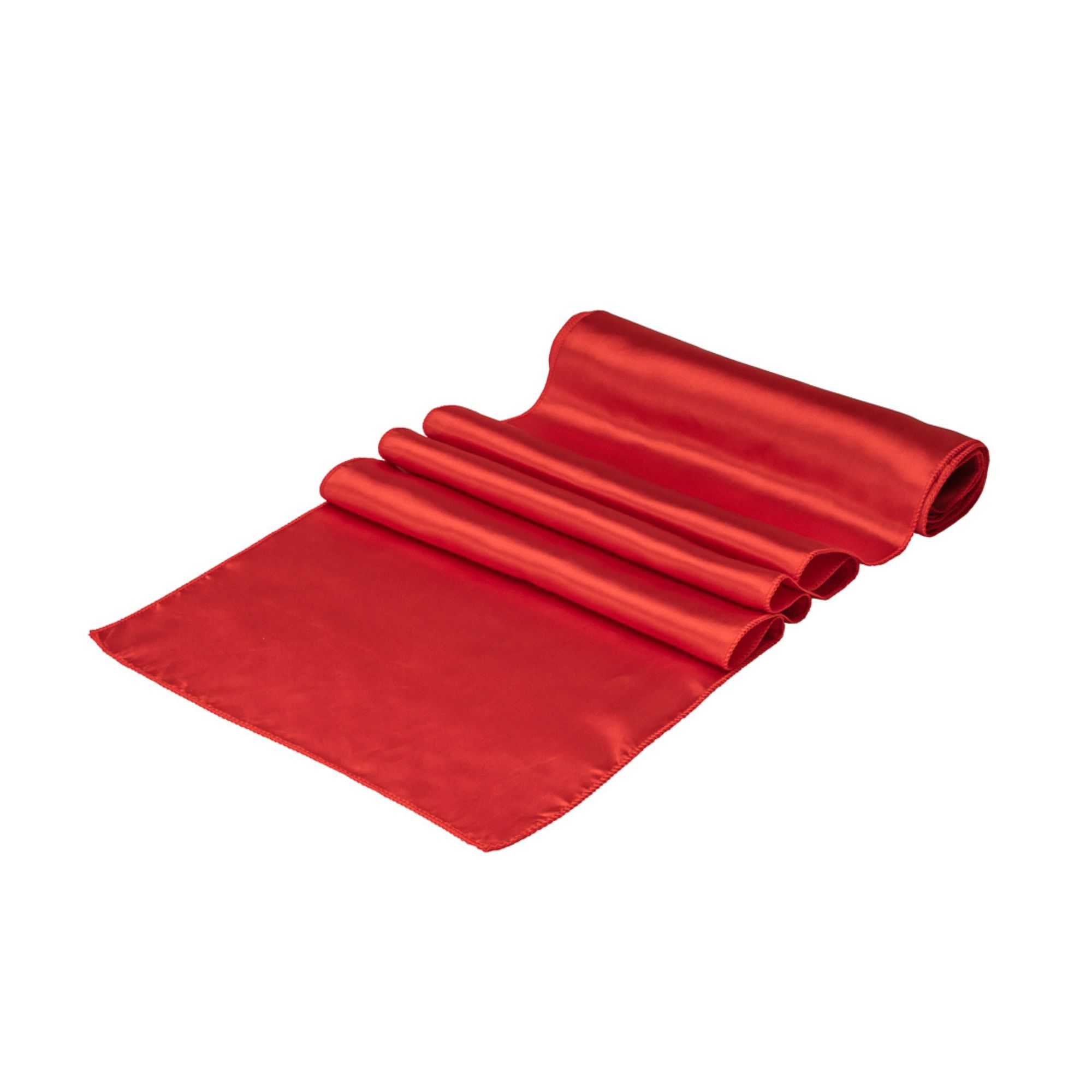 Table Tek Red Satin Table Runner - 12" x 108" - 10 count box