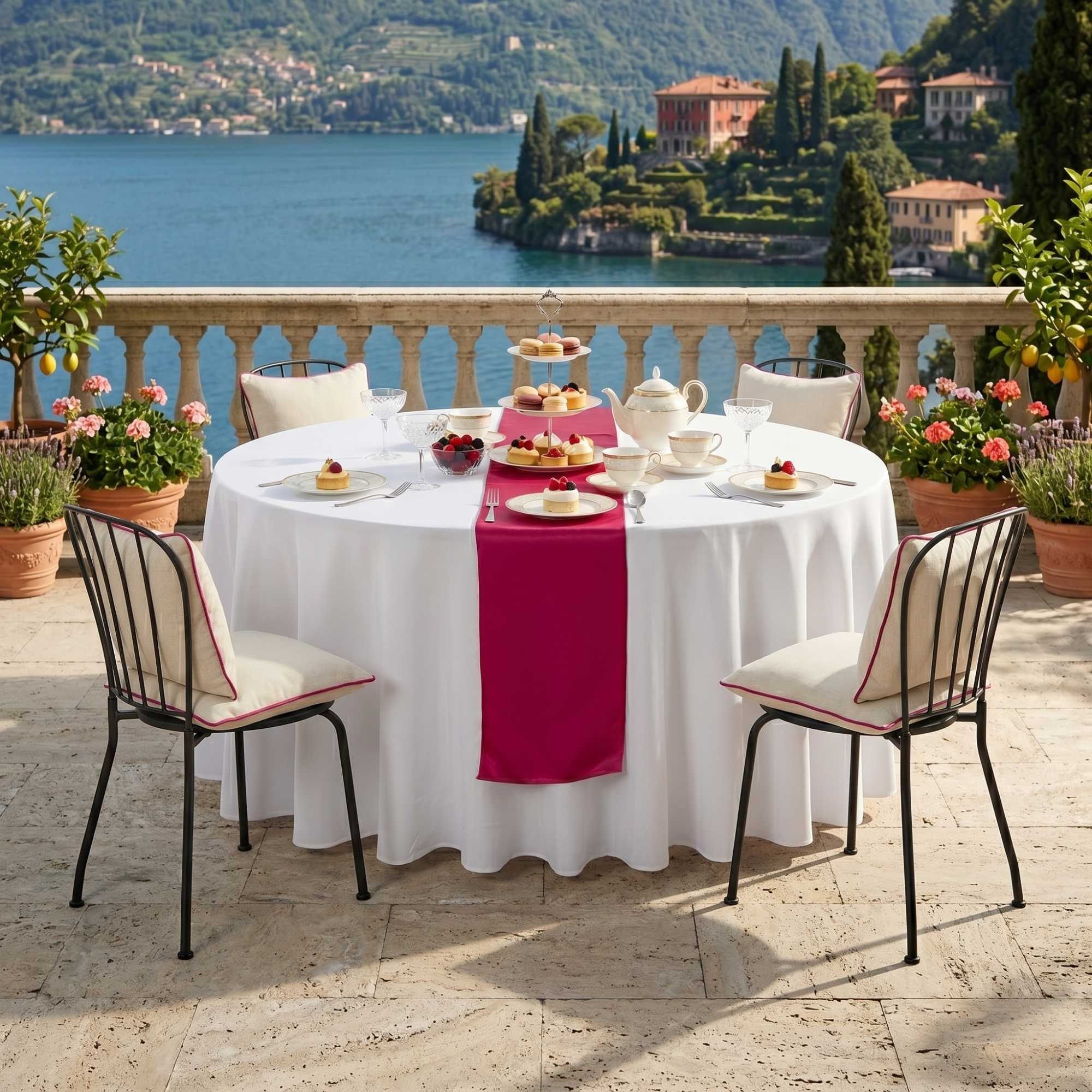 Table Tek Dark Pink Satin Table Runner - 12" x 108" - 1 count box