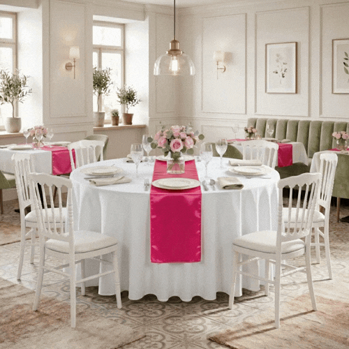 Table Tek Dark Pink Satin Table Runner - 12" x 108" - 10 count box
