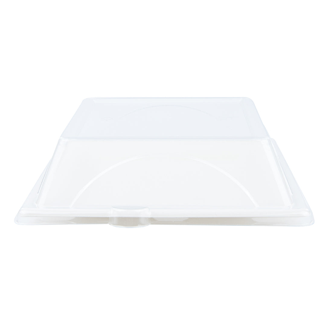 Pulp Safe Square Clear Plastic Dome Lid - Fits Sugarcane / Bagasse Medium Plate - 100 count box