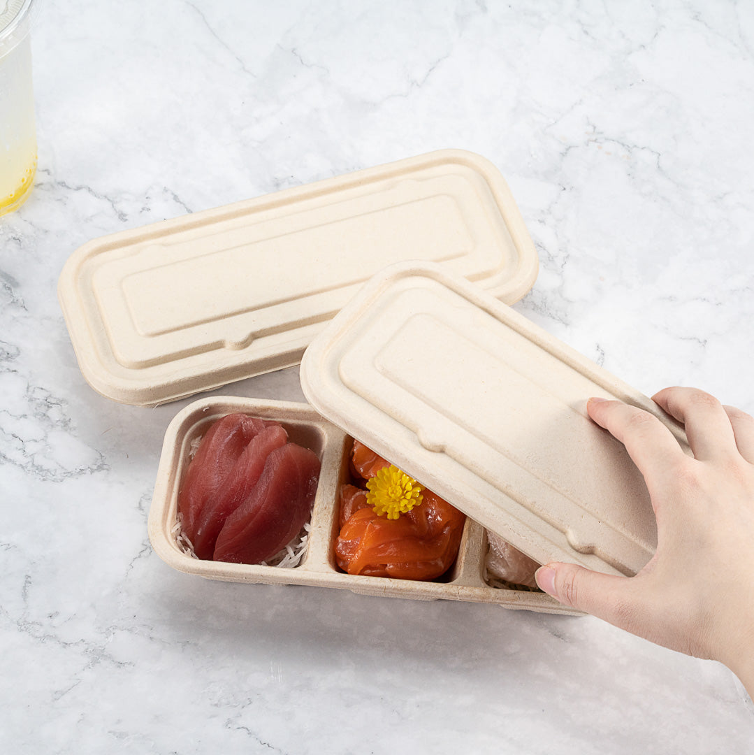 Pulp Tek Rectangle Natural Sugarcane / Bagasse Lid - Fits Catering Container - 100 count box