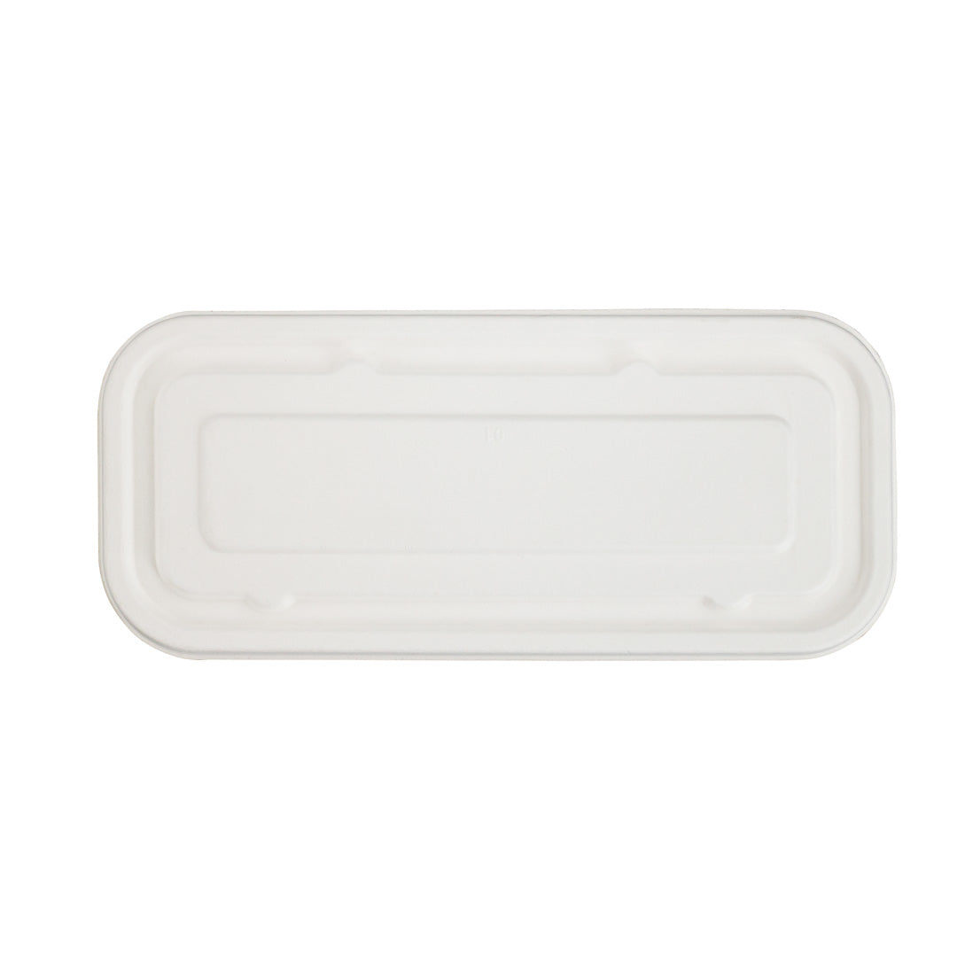 Pulp Tek Rectangle White Sugarcane / Bagasse Lid - Fits Catering Container - 100 count box