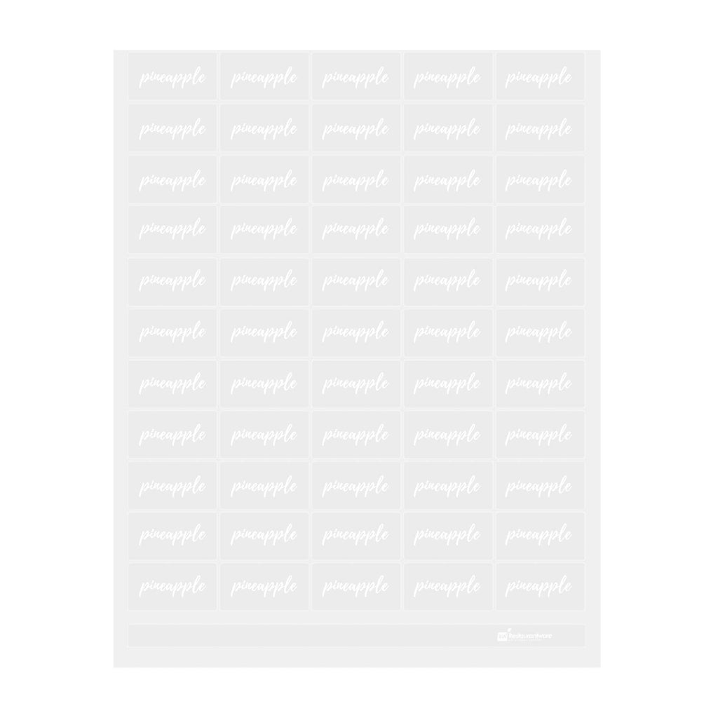 Label Tek Plastic Pineapple Label - Clear with White Font, Water-Resistant - 2" x 1" - 100 count box