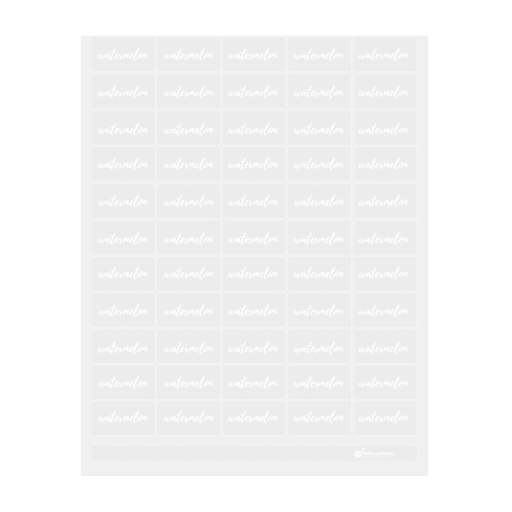 Label Tek Plastic Watermelon Label - Clear with White Font, Water-Resistant - 2" x 1" - 100 count box