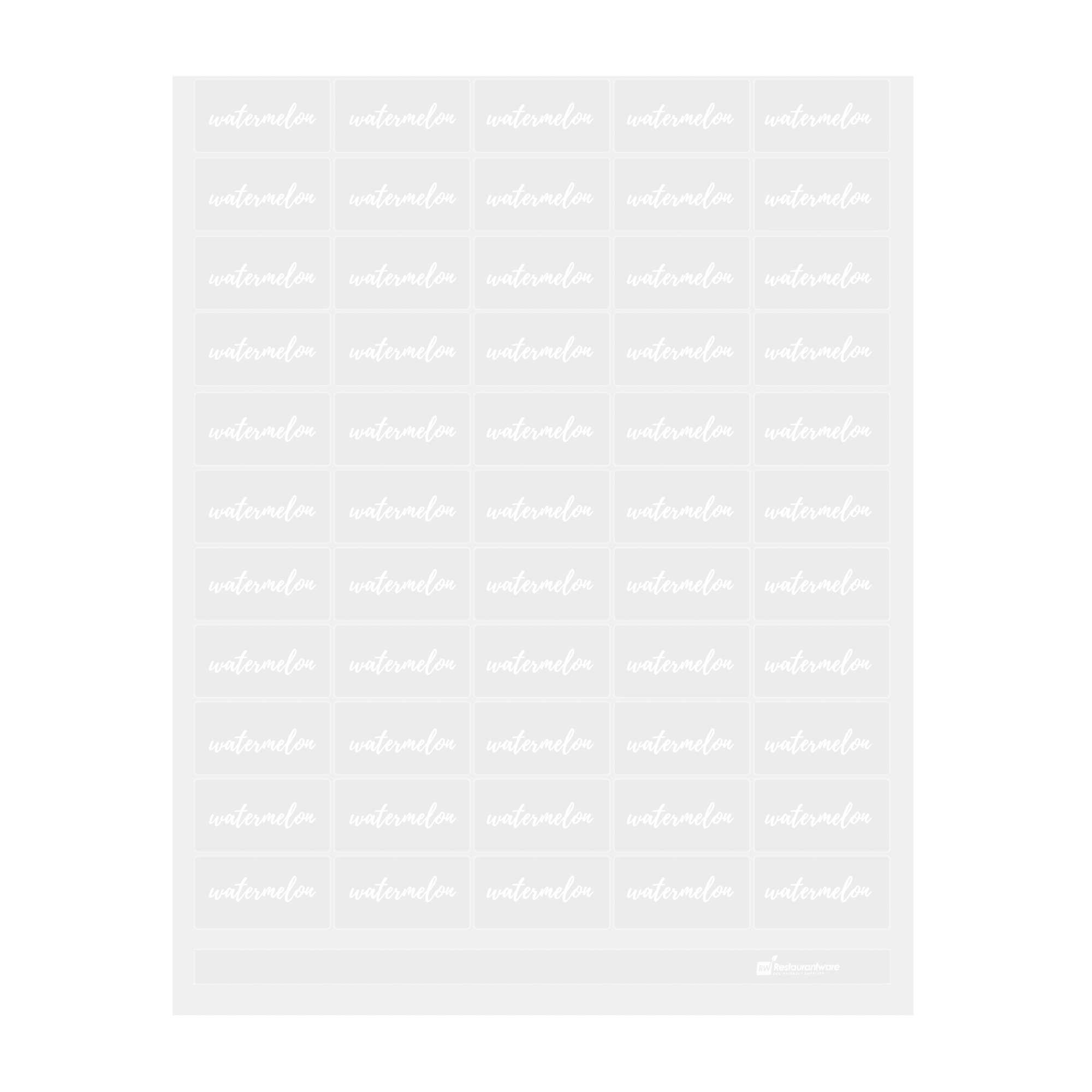 Label Tek Plastic Watermelon Label - Clear with White Font, Water-Resistant - 2" x 1" - 100 count box