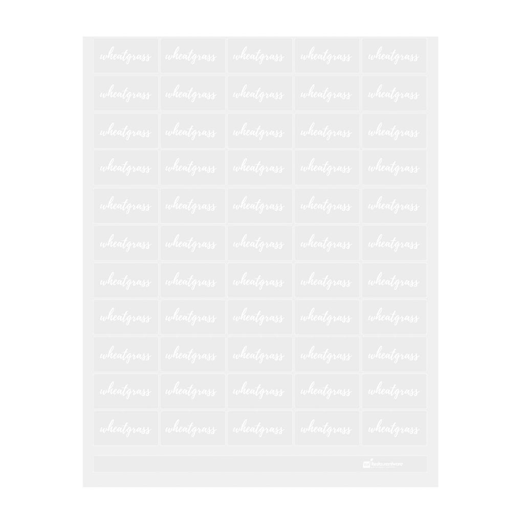 Label Tek Plastic Wheatgrass Label - Clear with White Font, Water-Resistant - 2" x 1" - 100 count box