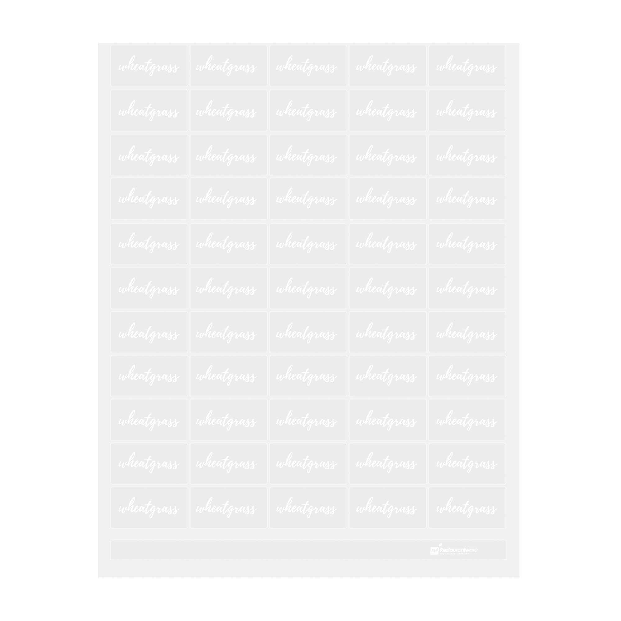 Label Tek Plastic Wheatgrass Label - Clear with White Font, Water-Resistant - 2" x 1" - 100 count box