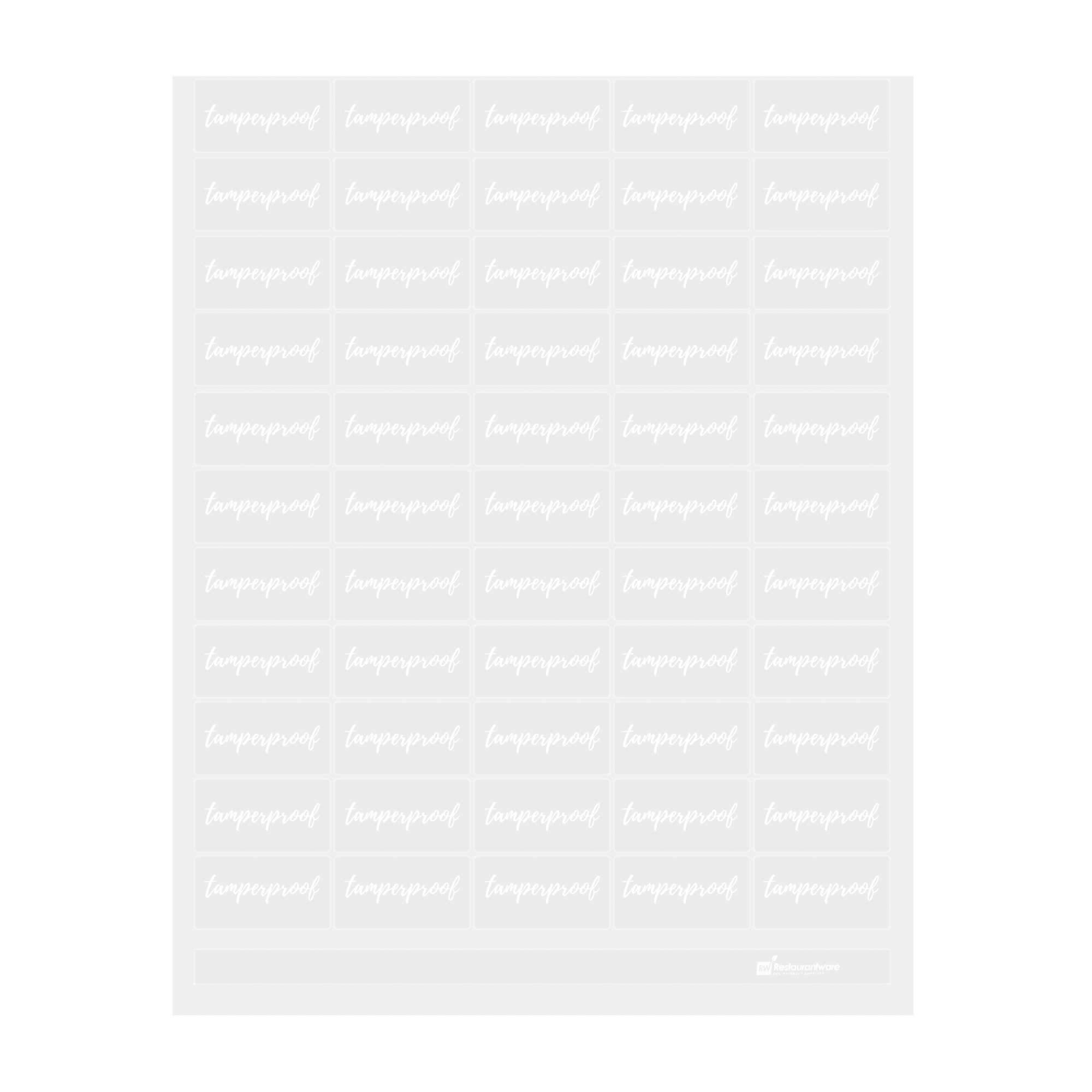 Label Tek Plastic Tamperproof Label - Clear with White Font, Water-Resistant - 2" x 1" - 100 count box