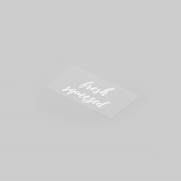 Label Tek Plastic Fresh Squeezed Label - Clear with White Font, Water-Resistant - 2" x 1" - 100 count box