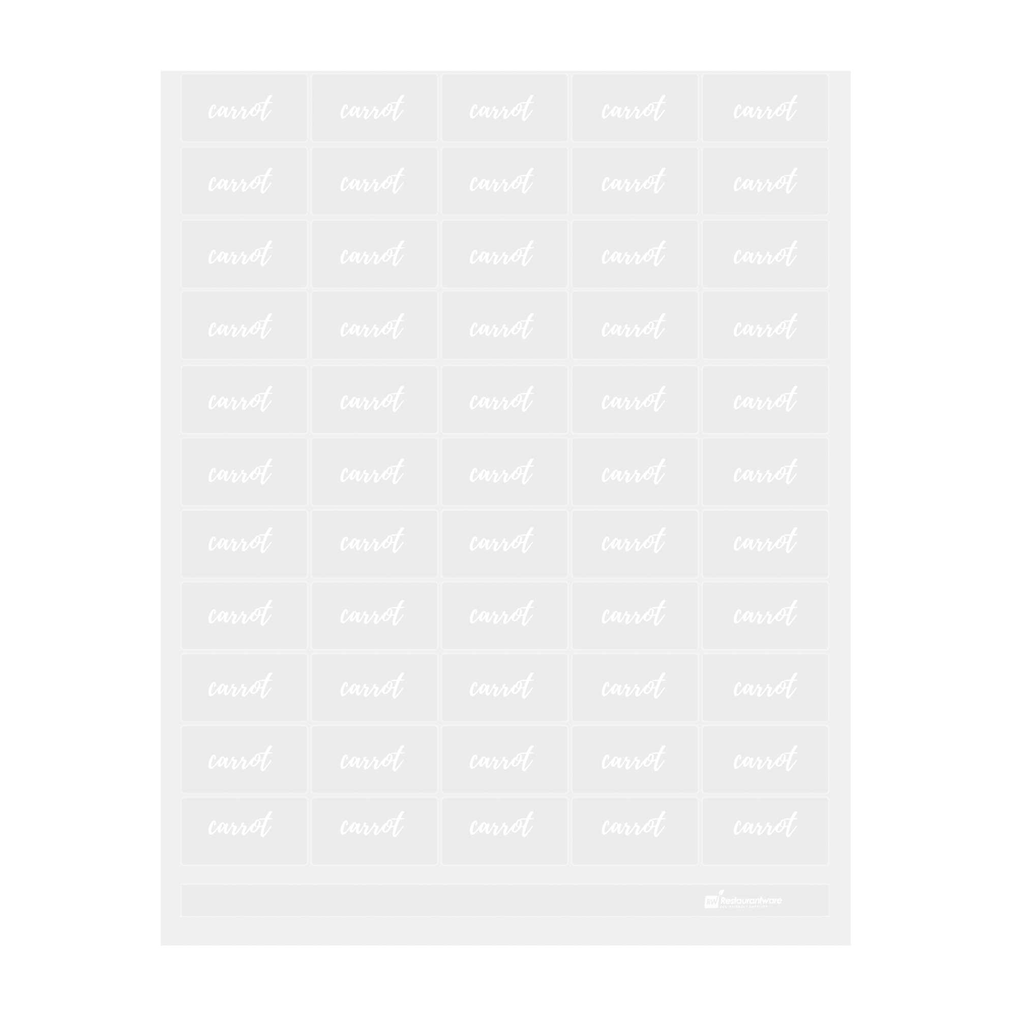 Label Tek Plastic Carrot Label - Clear with White Font, Water-Resistant - 2" x 1" - 100 count box