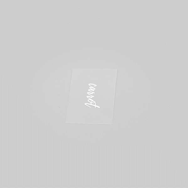 Label Tek Plastic Carrot Label - Clear with White Font, Water-Resistant - 2" x 1" - 100 count box