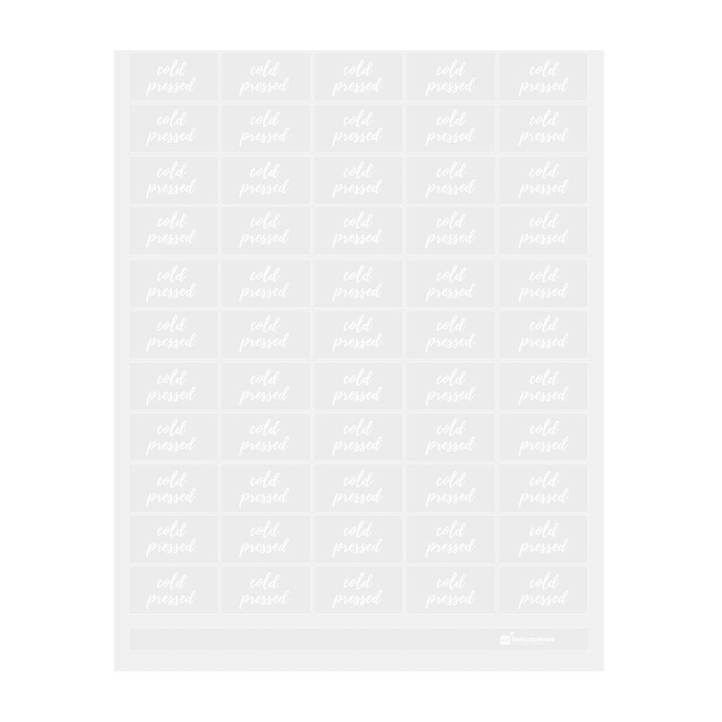 Label Tek Plastic Cold Pressed Label - Clear with White Font, Water-Resistant - 2" x 1" - 100 count box