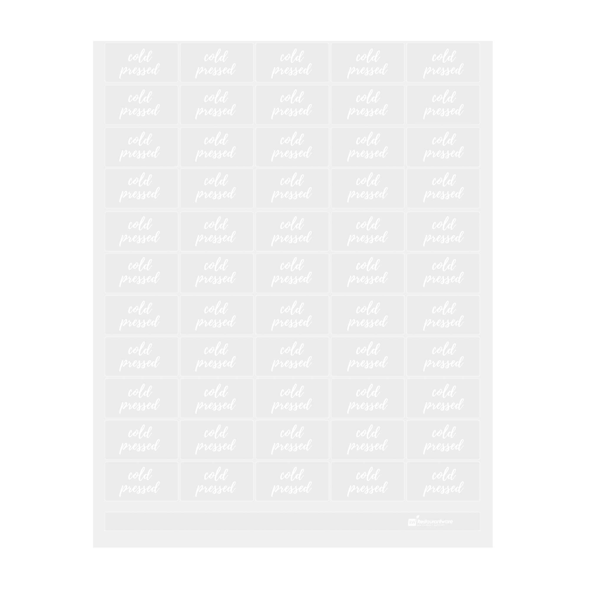 Label Tek Plastic Cold Pressed Label - Clear with White Font, Water-Resistant - 2" x 1" - 100 count box
