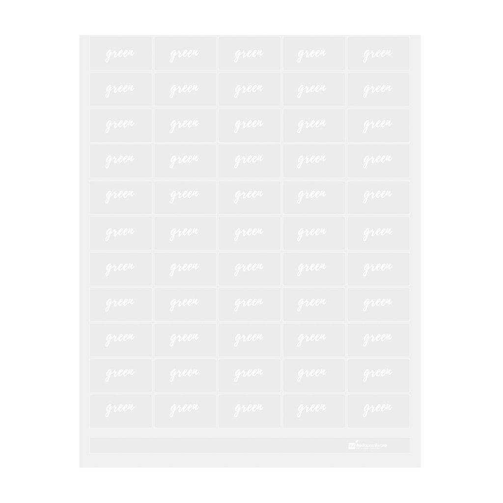 Label Tek Plastic Green Label - Clear with White Font, Water-Resistant - 2" x 1" - 100 count box