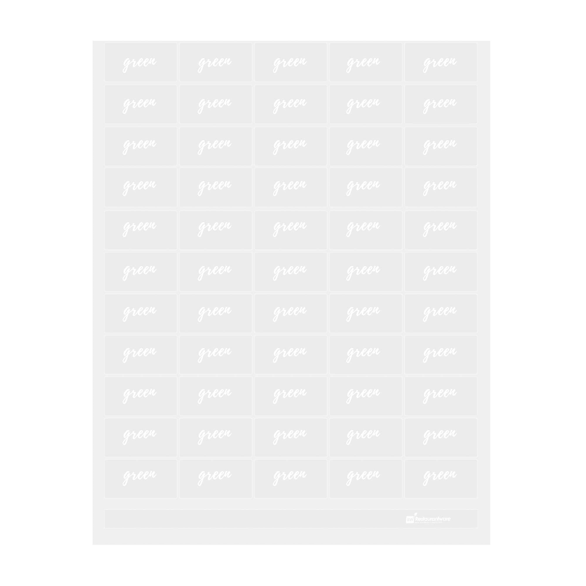 Label Tek Plastic Green Label - Clear with White Font, Water-Resistant - 2" x 1" - 100 count box