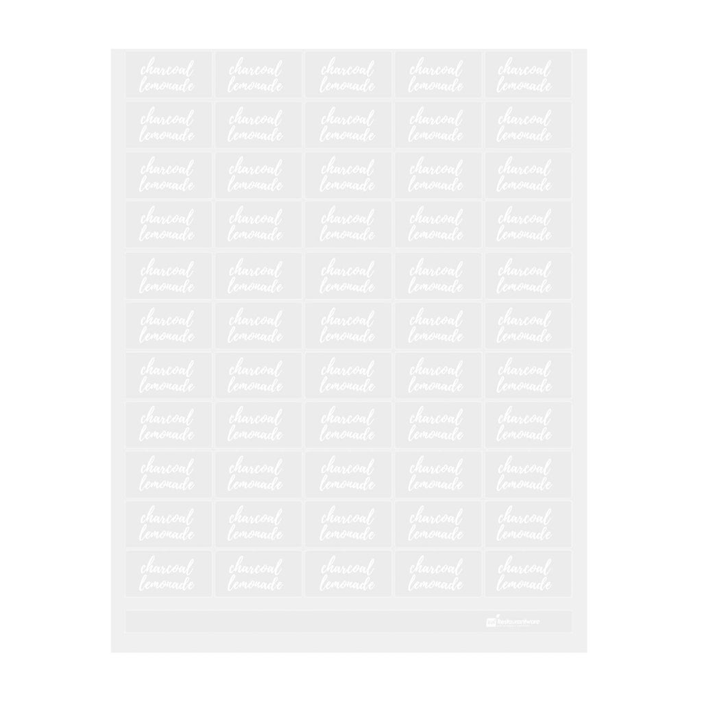 Label Tek Plastic Charcoal Lemonade - Clear with White Font, Water-Resistant - 2" x 1" - 100 count box